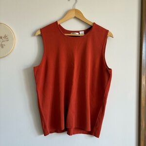 Sleeveless Ribbed Tank Top - Rust Red
